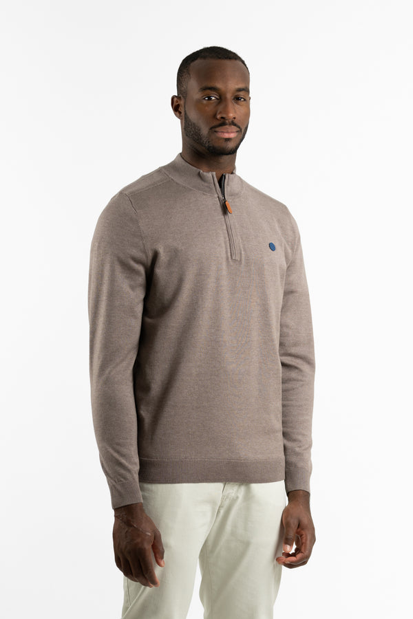 Jersey Zip Parche Marrón