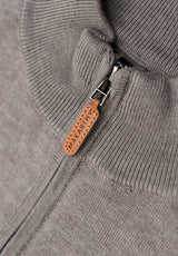 Brown Patch Zip Jumper