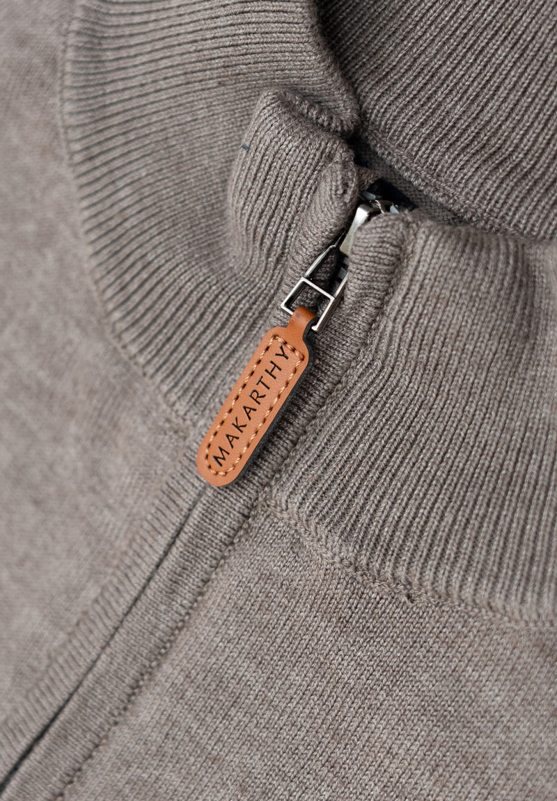 Jersey Zip Parche Marrón