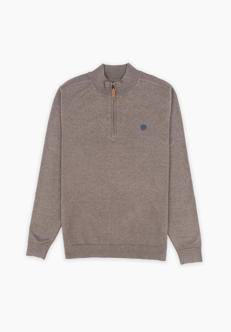 Jersey Zip Parche Marrón