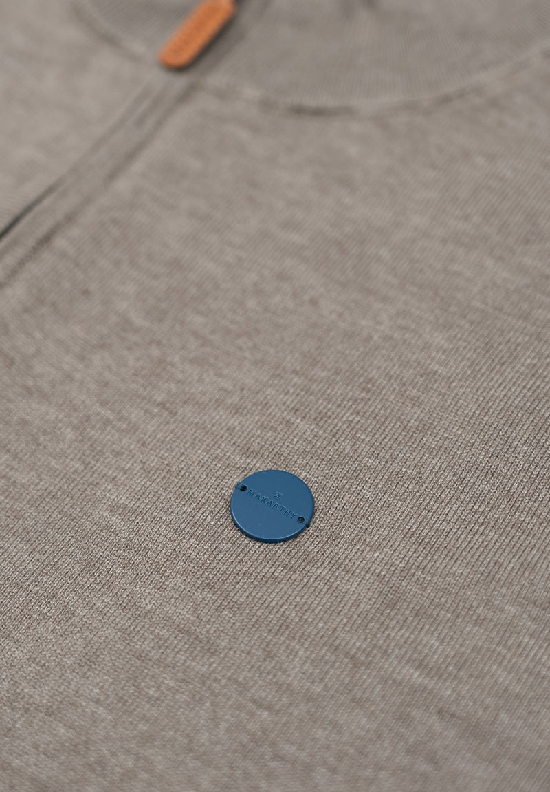 Jersey Zip Parche Marrón