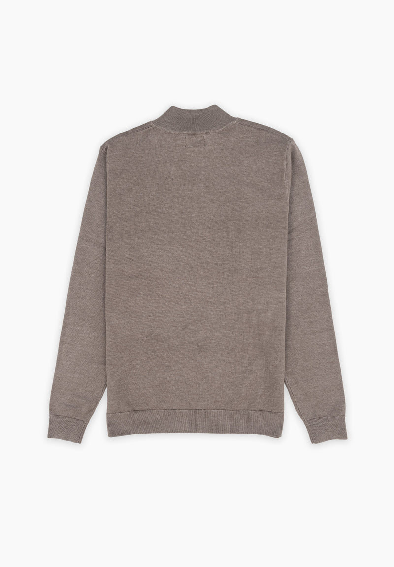 Jersey Zip Parche Marrón