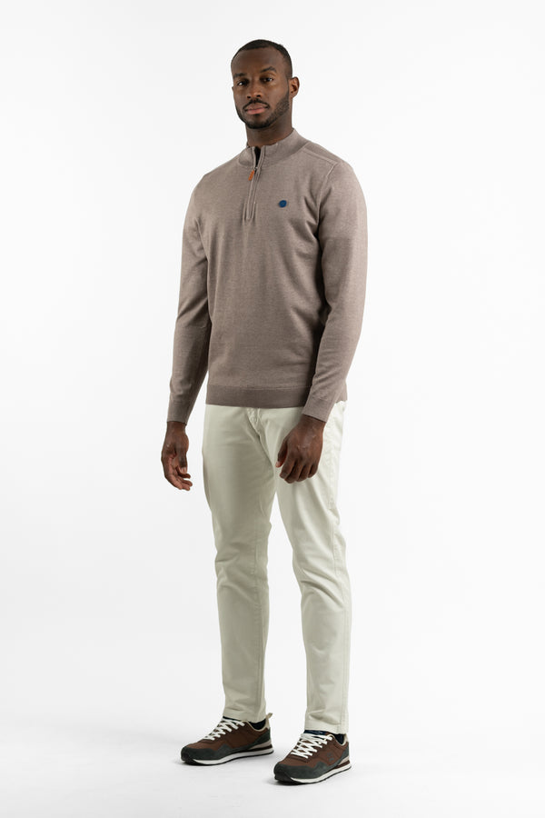 Jersey Zip Parche Marrón