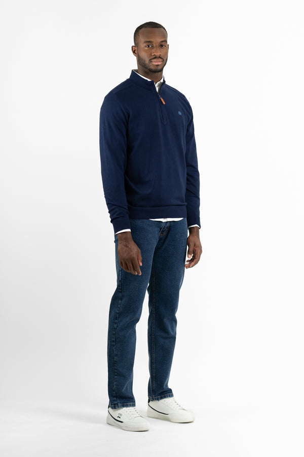 Jersey Zip Parche Marino