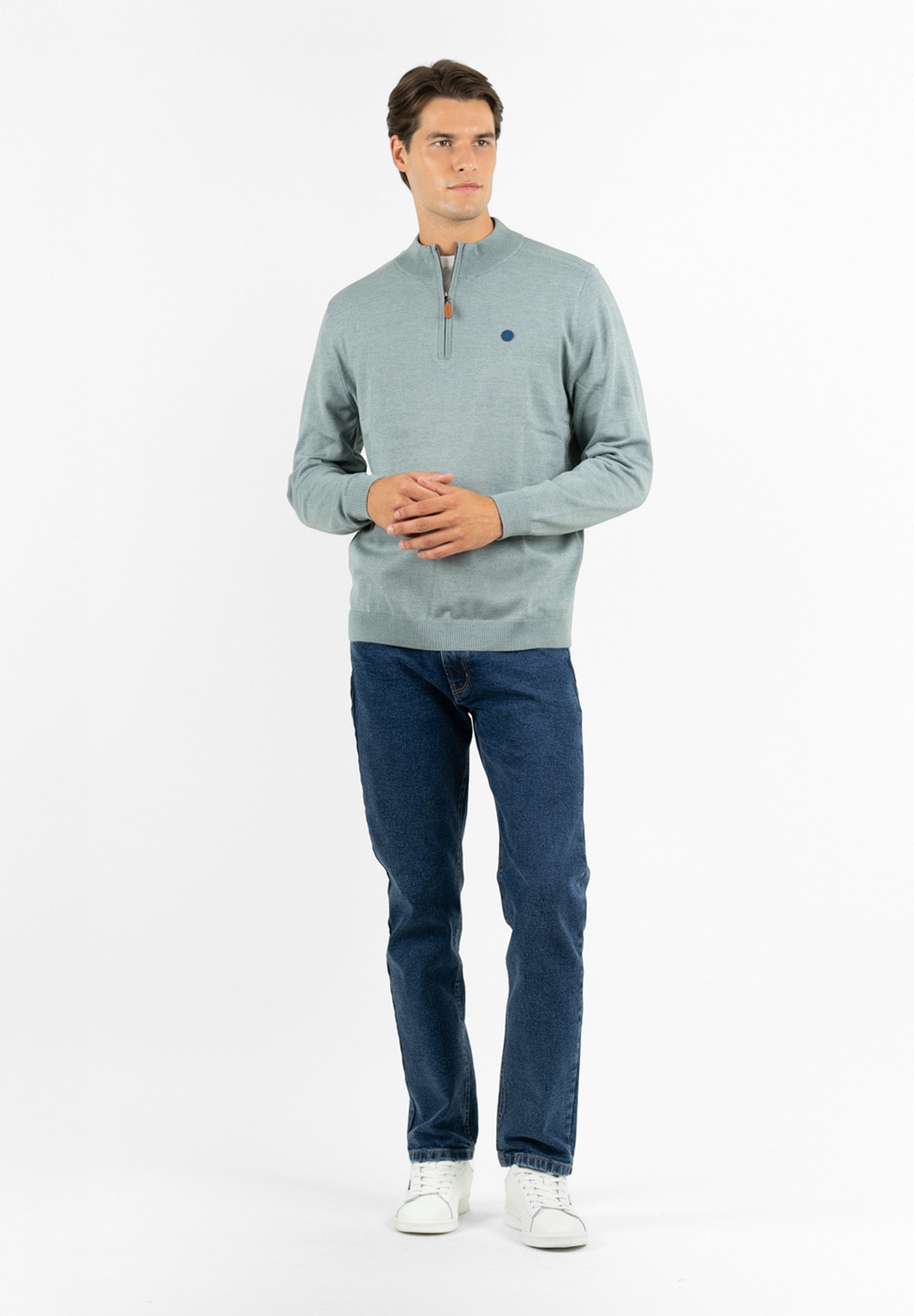 Jersey with Zip and Sage Patch