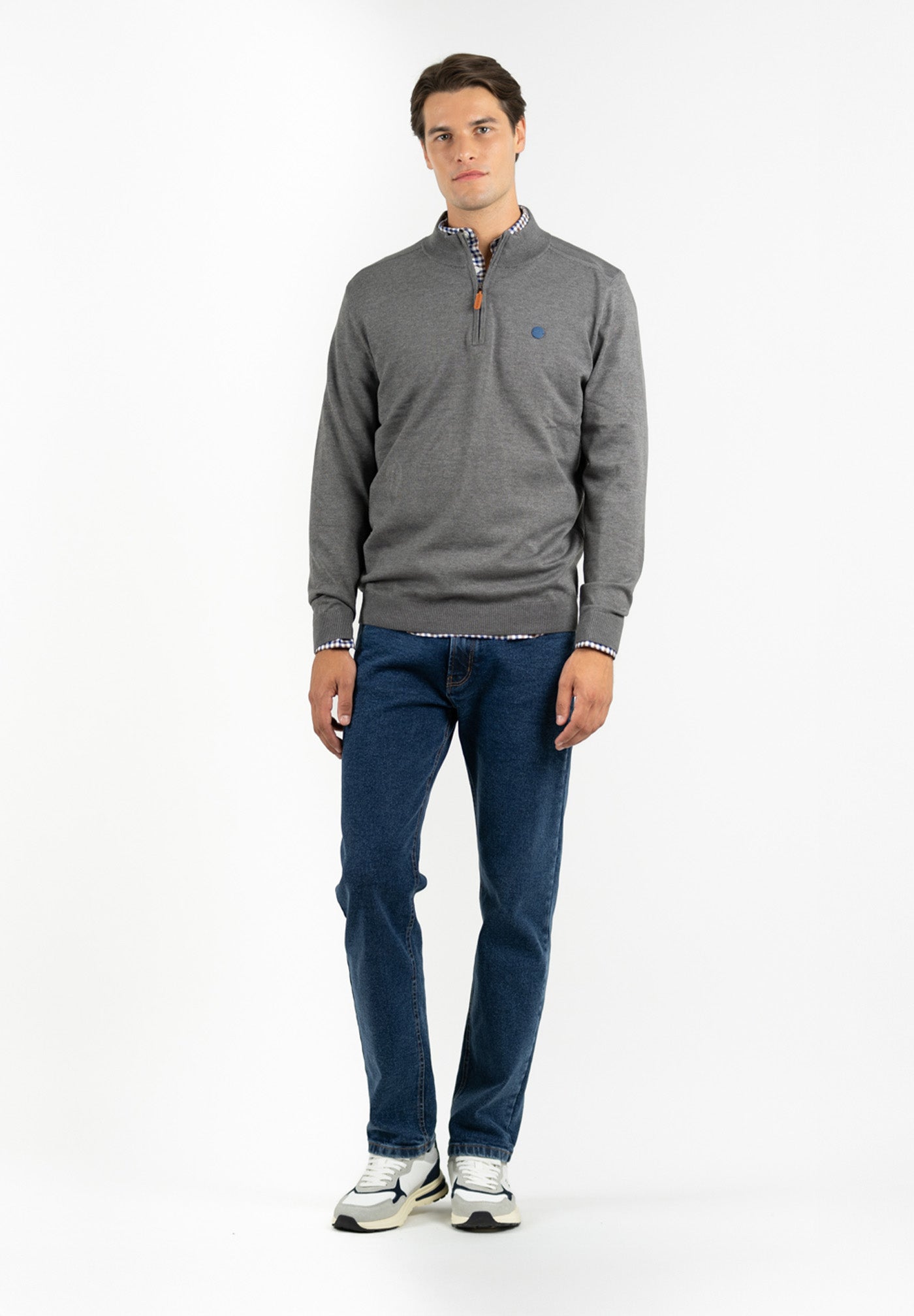 Dark Grey Patch Zip Jumper