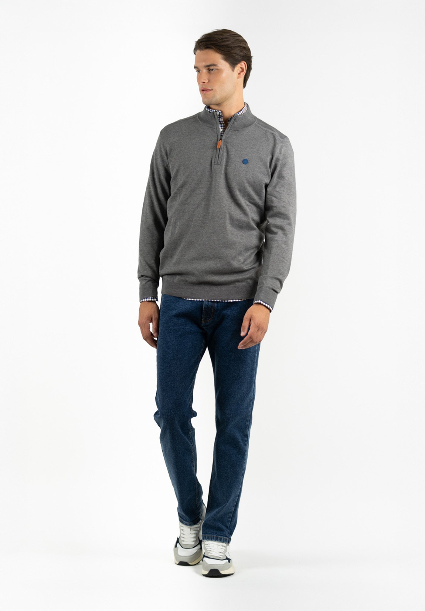 Dark Grey Patch Zip Jumper