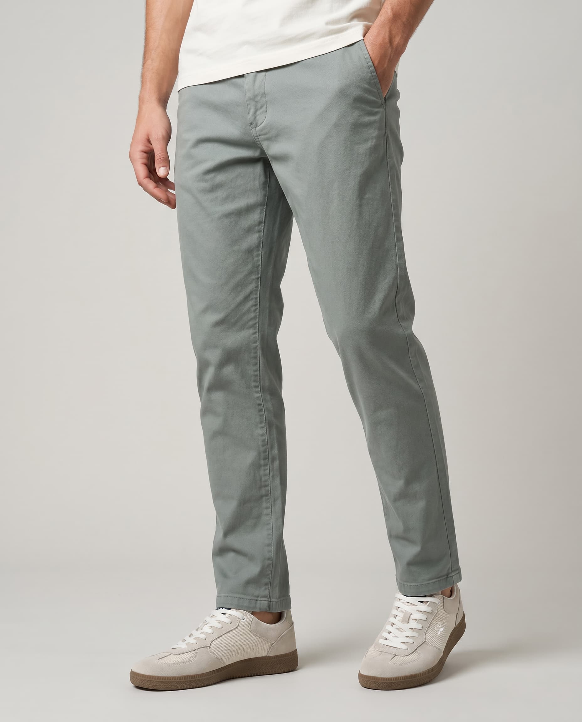 Structured Chino Trousers Sage
