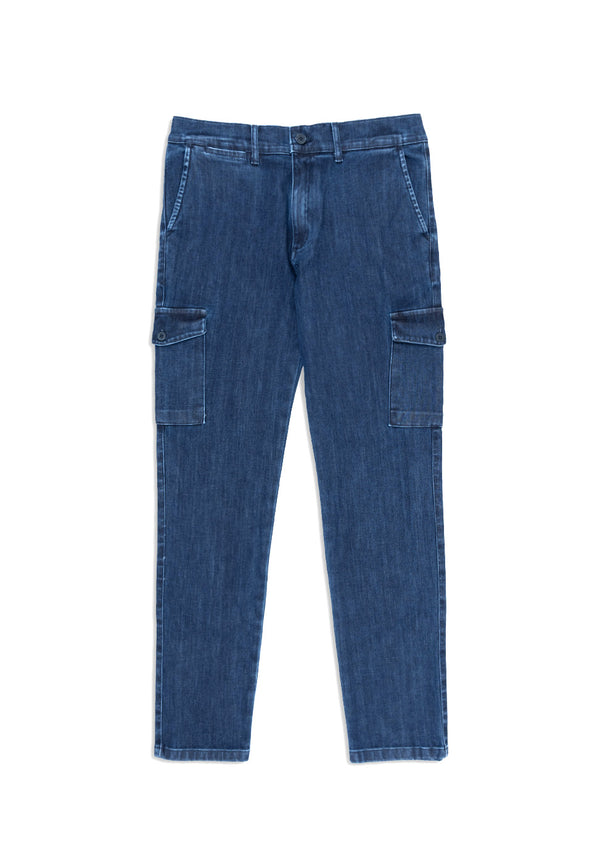 Pantalón Cargo Denim Azul Medio