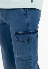 Mid-Blue Denim Cargo Pants