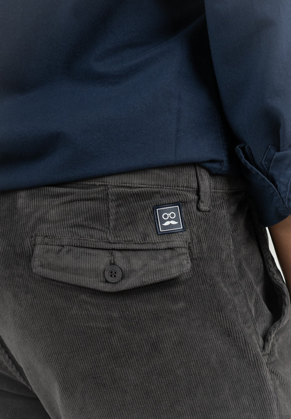 Pantalón Cargo Pana Carbón