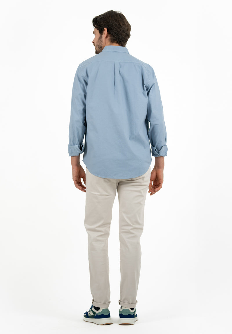 Camisa Hombre Manga Larga Cuello Botón Wild Gris Azulado 3