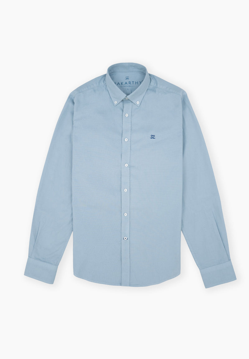 Camisa Hombre Manga Larga Cuello Botón Wild Gris Azulado 4