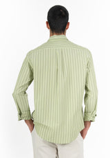 Men's Long Sleeve Button-Down Striped Shirt - Lime