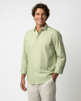 Men's Long Sleeve Button-Down Striped Shirt - Lime