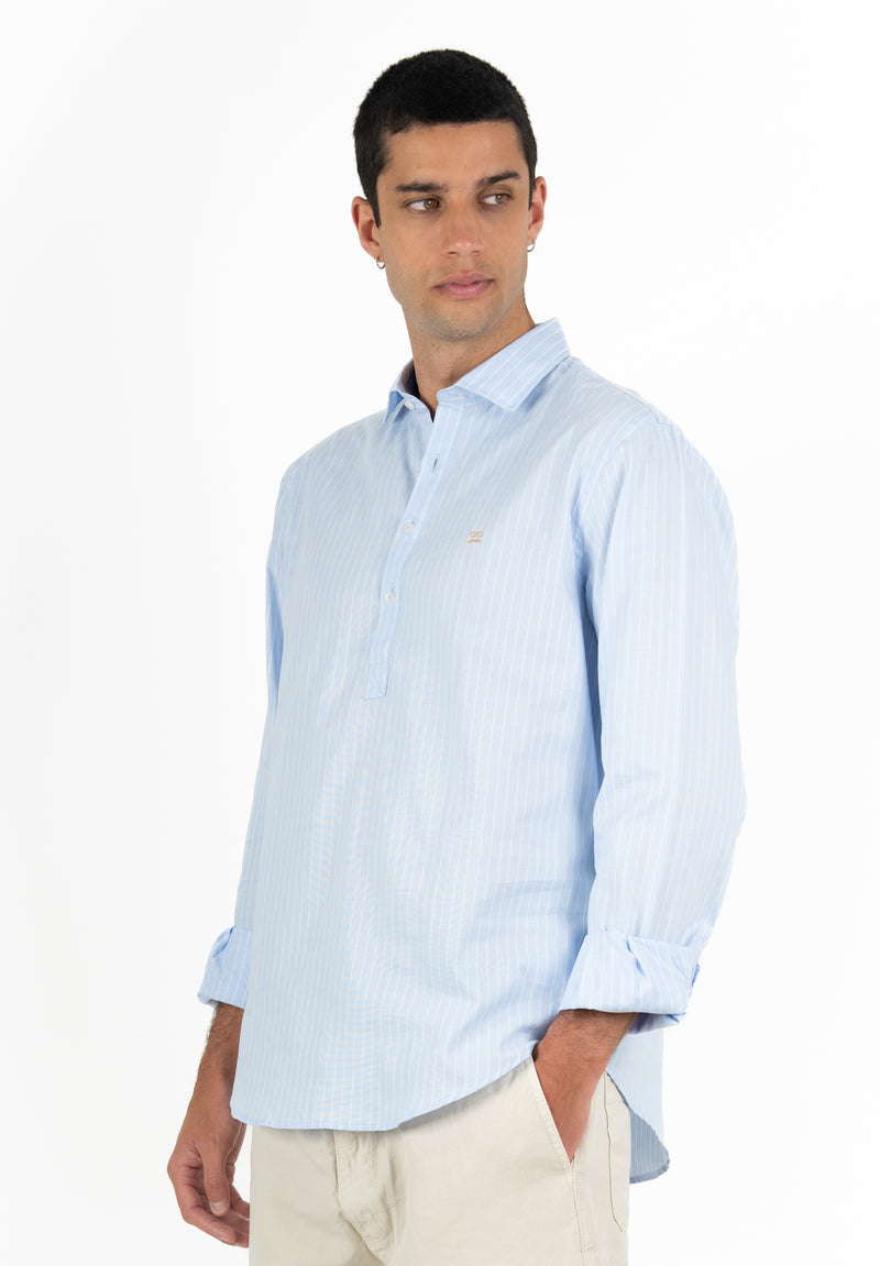 Camisa Hombre Manga Larga Cuello Botón Rayas Mky Blue Moon 2