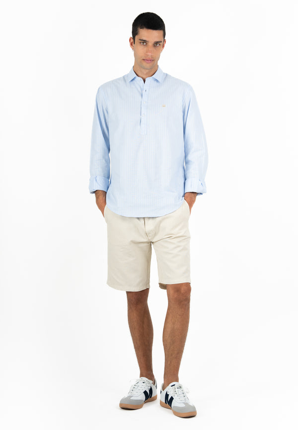 Camisa Hombre Manga Larga Cuello Botón Rayas Mky Blue Moon