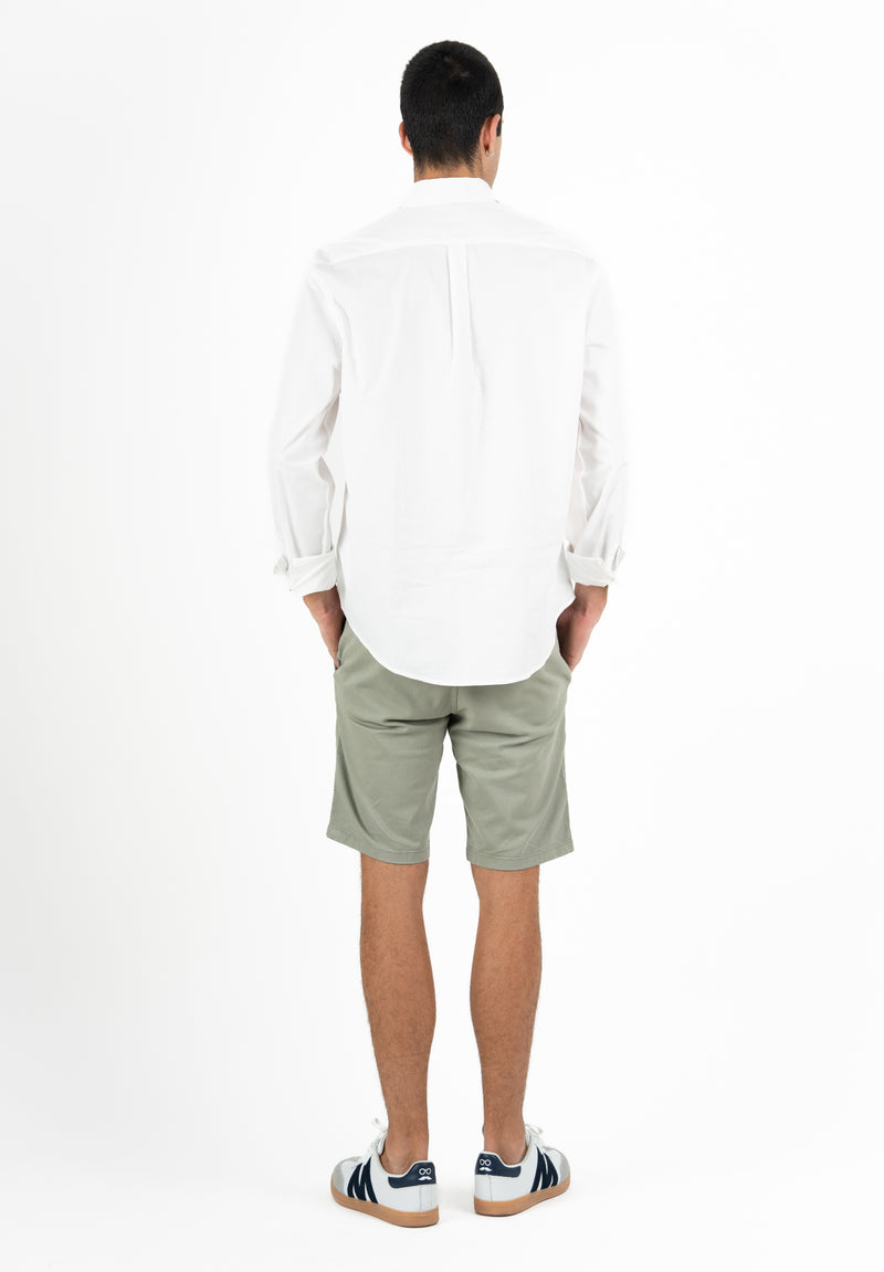 Camisa Hombre Manga Larga Polera Cuello Italiano Maorí Blanco 3