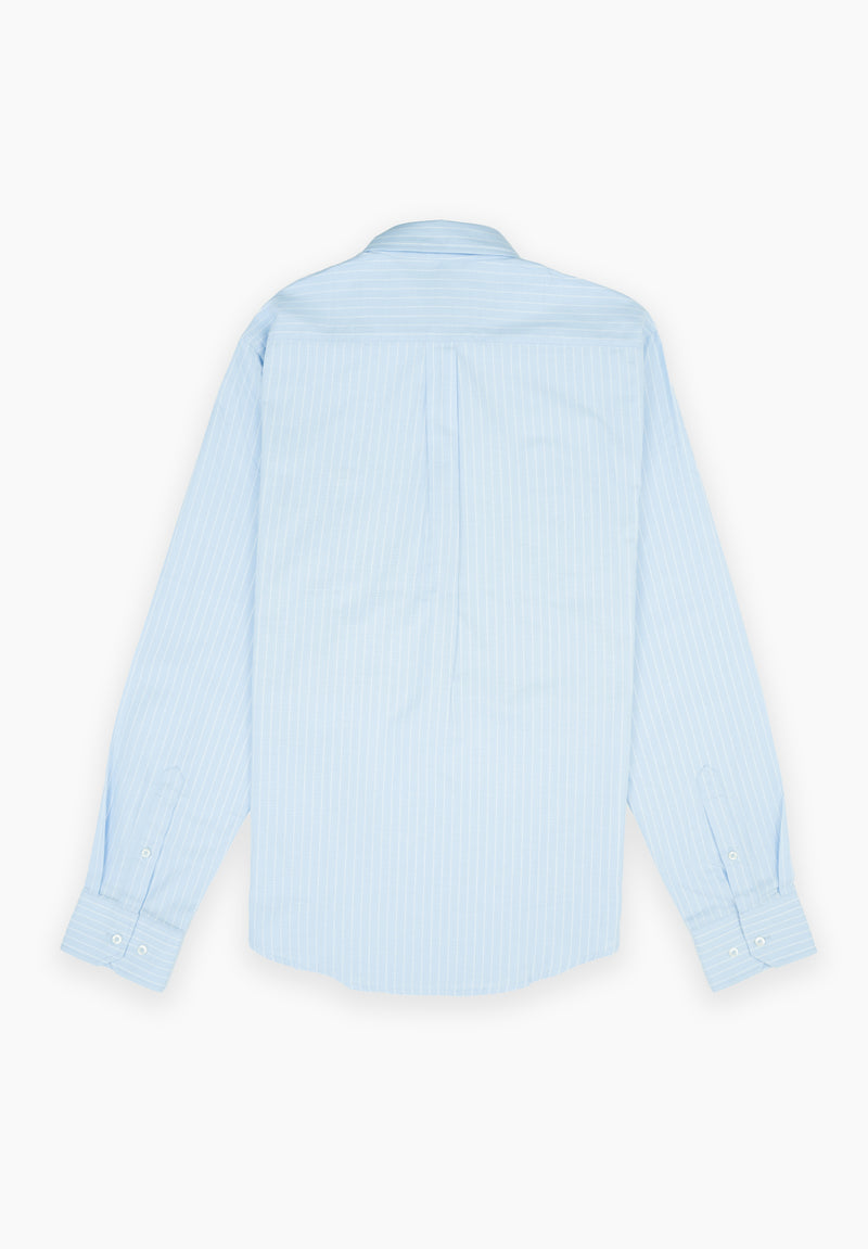 Camisa Hombre Manga Larga Polera Cuello Italiano Maorí Celeste 4