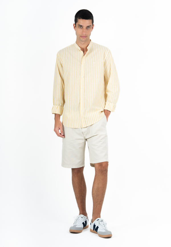 Camisa Hombre Manga Larga Cuello Mao Kiwi Avena 2