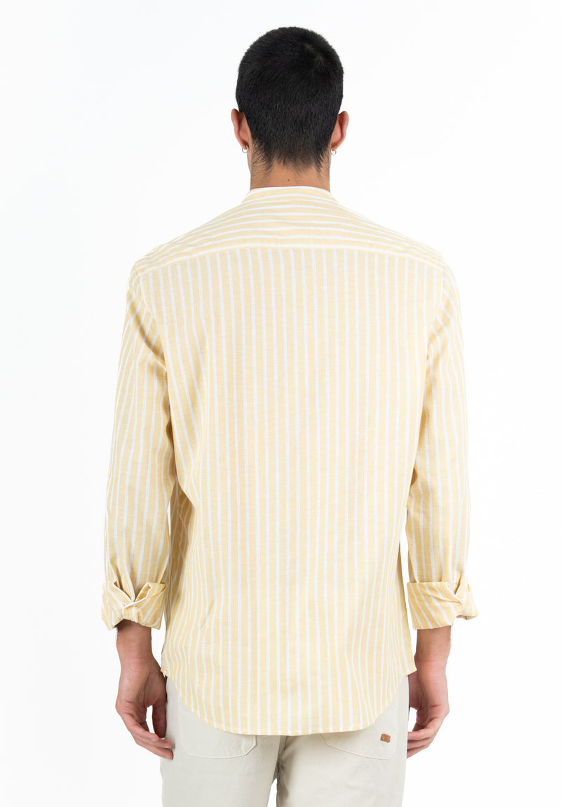 Camisa Hombre Manga Larga Cuello Mao Kiwi Avena 4
