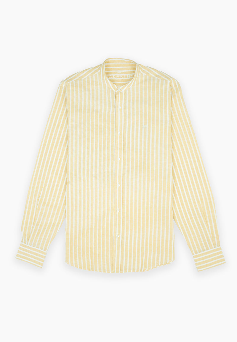 Camisa Hombre Manga Larga Cuello Mao Kiwi Avena 6