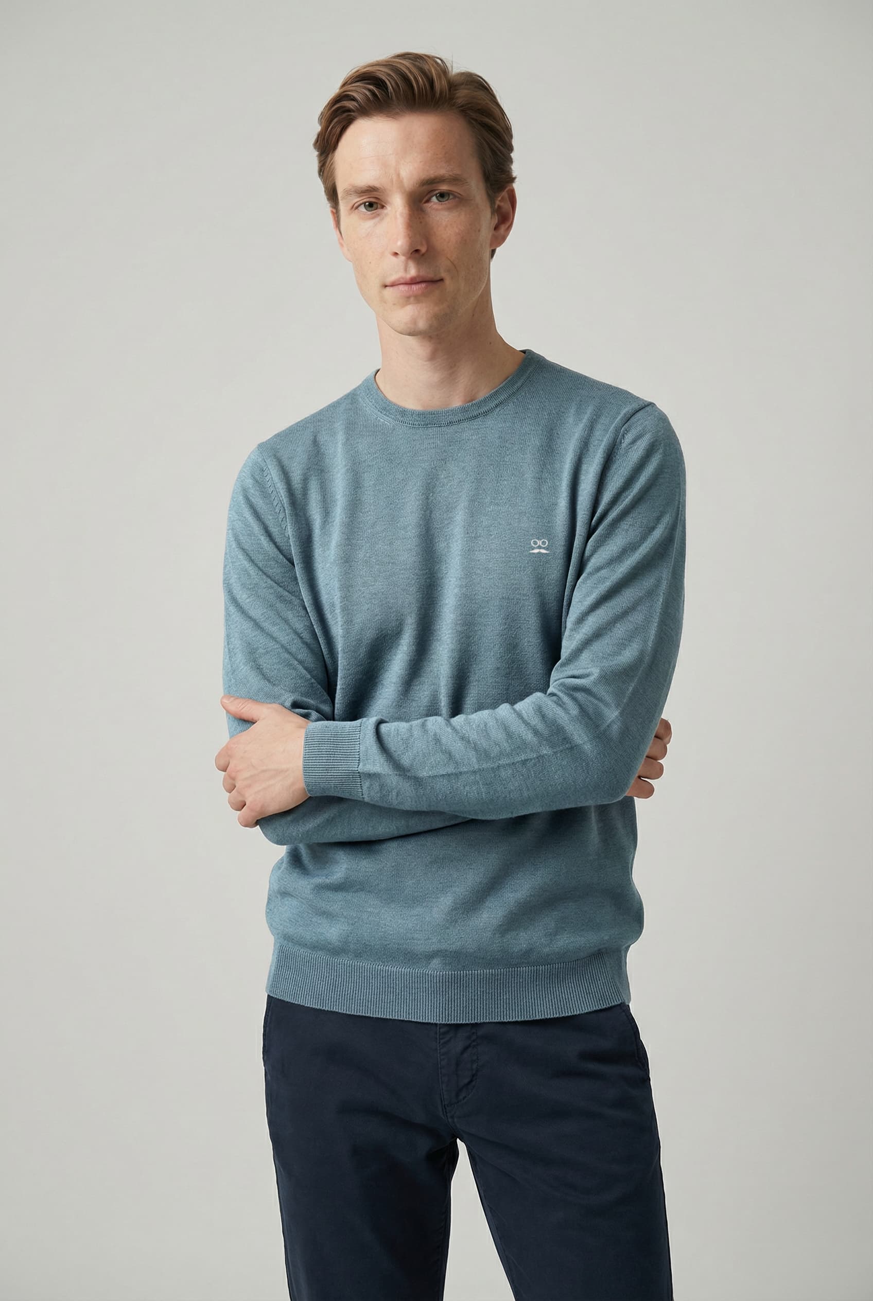 Jersey Cuello Caja Gris Azulado