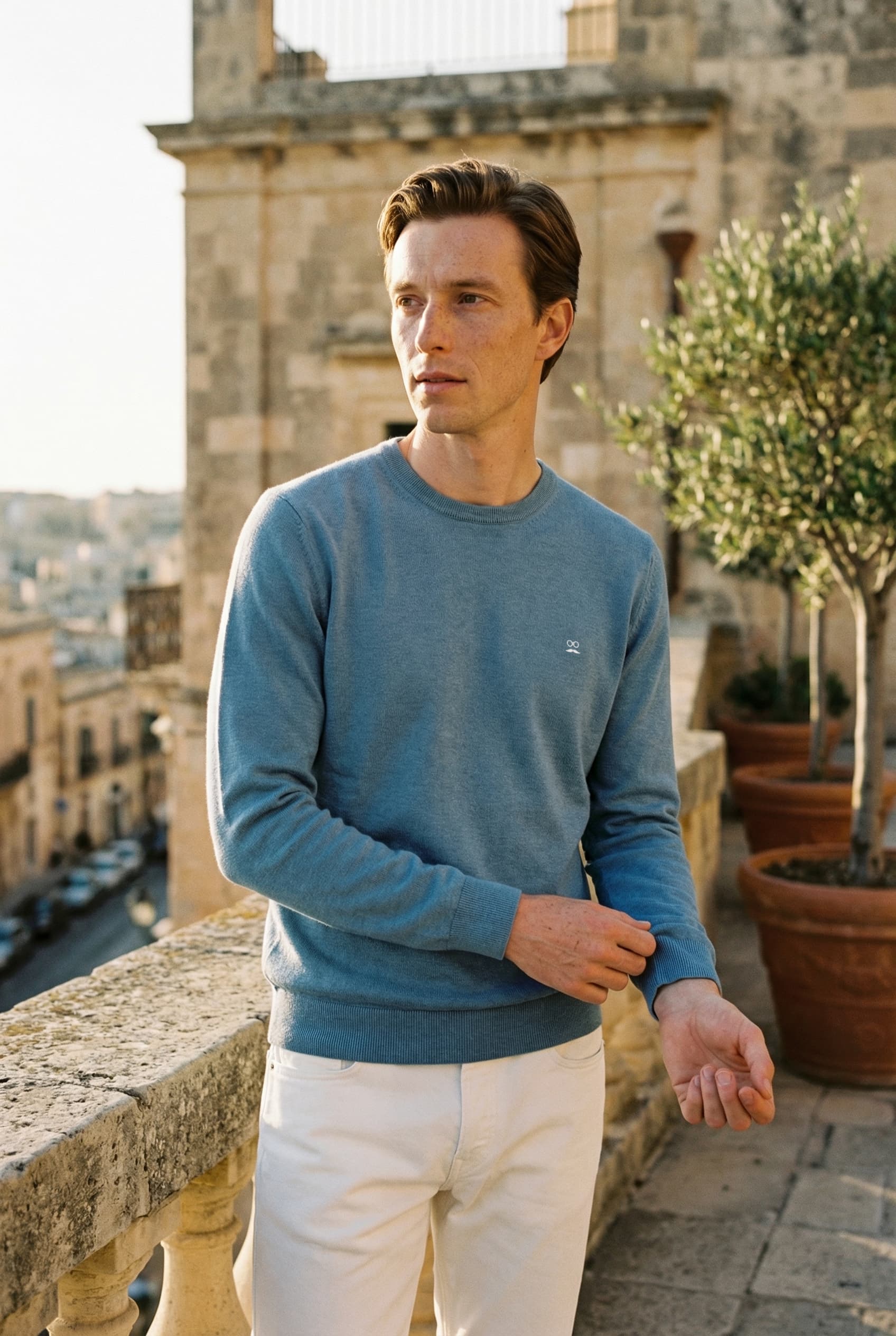 Jersey Cuello Caja Gris Azulado