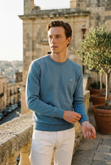 Jersey Cuello Caja Gris Azulado