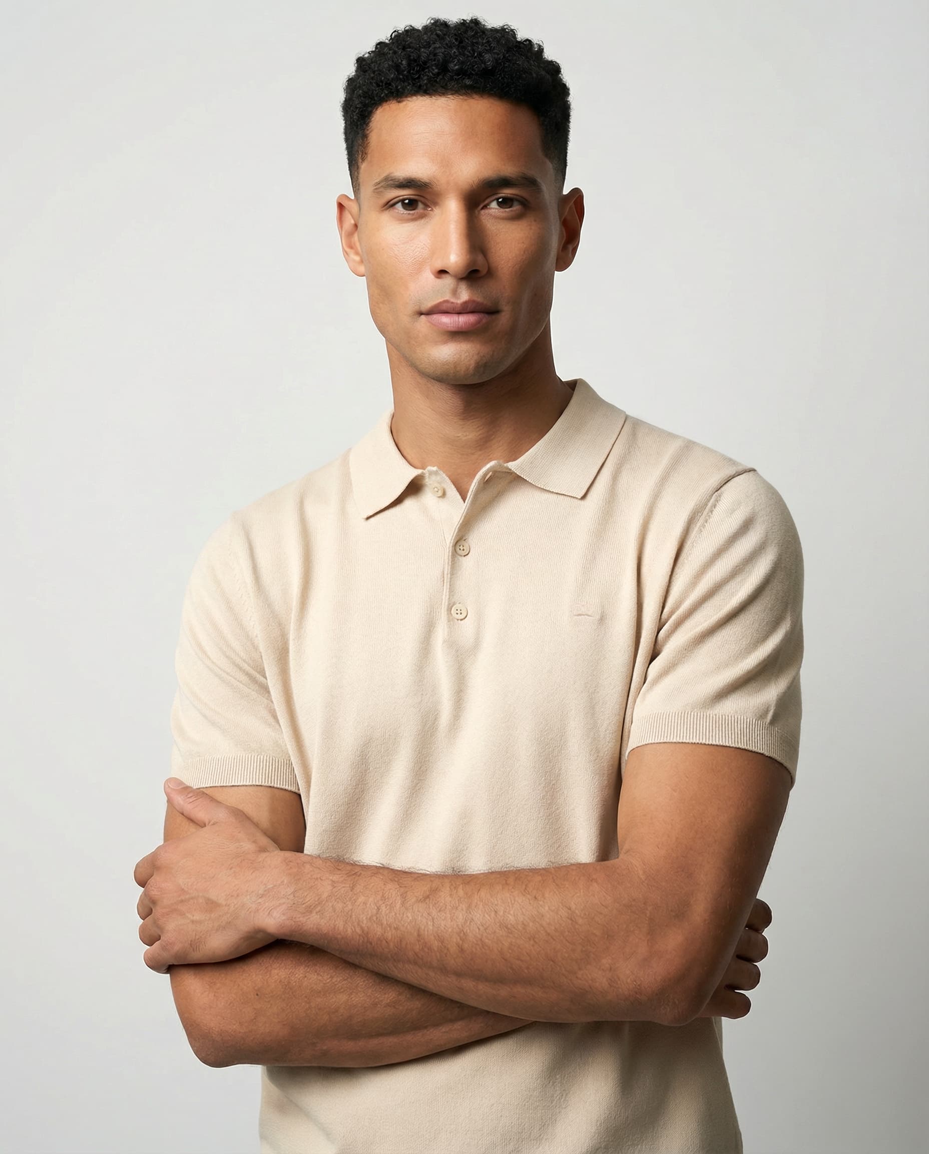 Beige Knit Polo