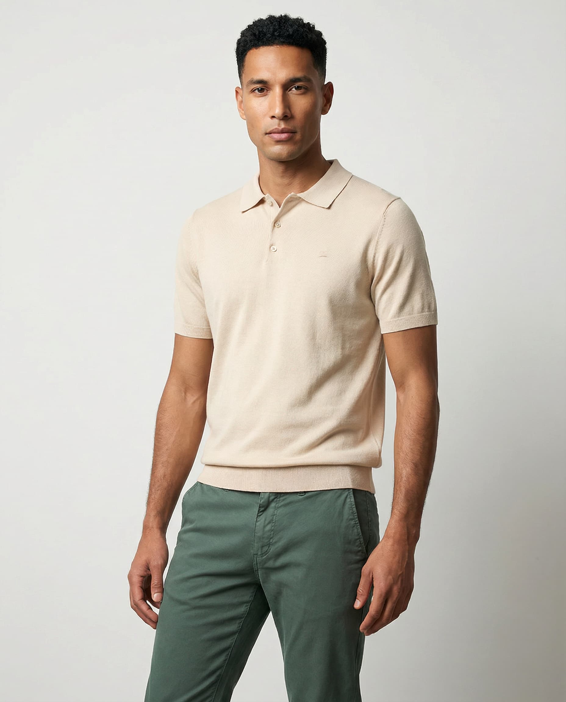 Beige Knit Polo