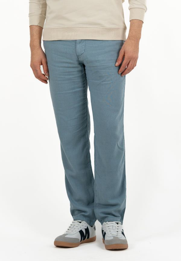 Pantalón Chino Lino Gris Azulado