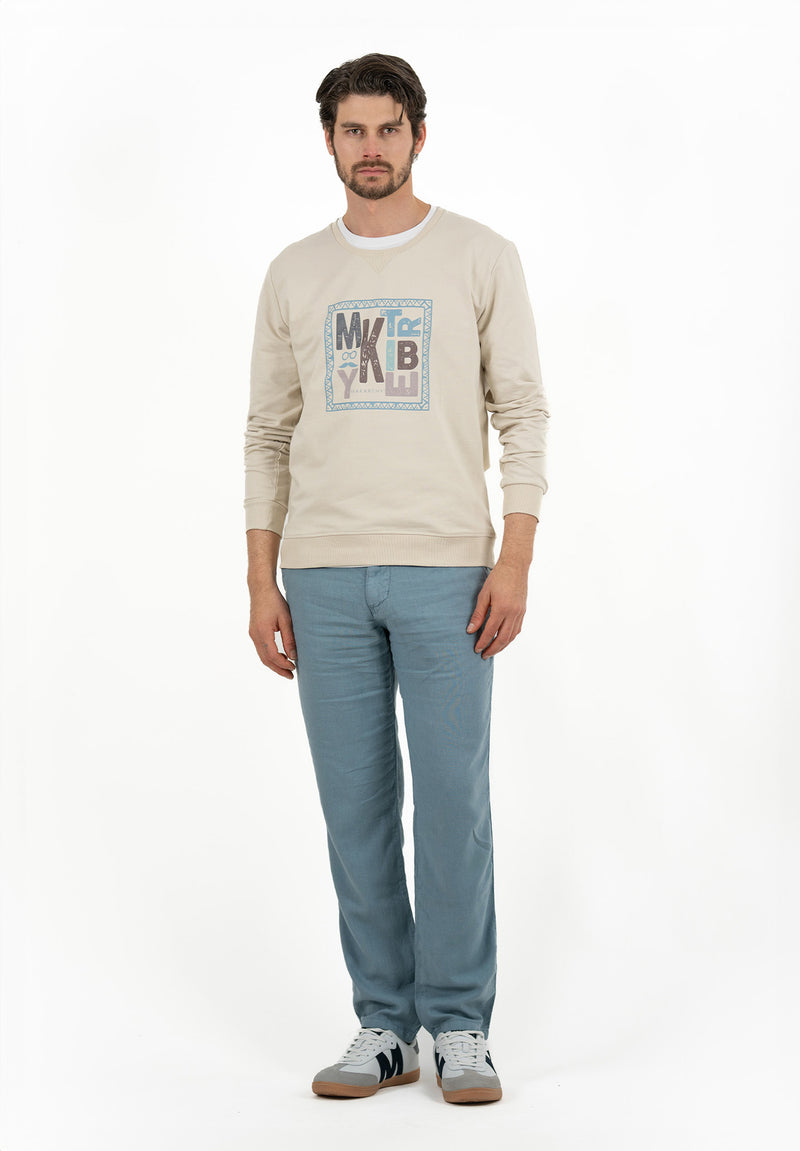 Pantalón Chino Lino Gris Azulado