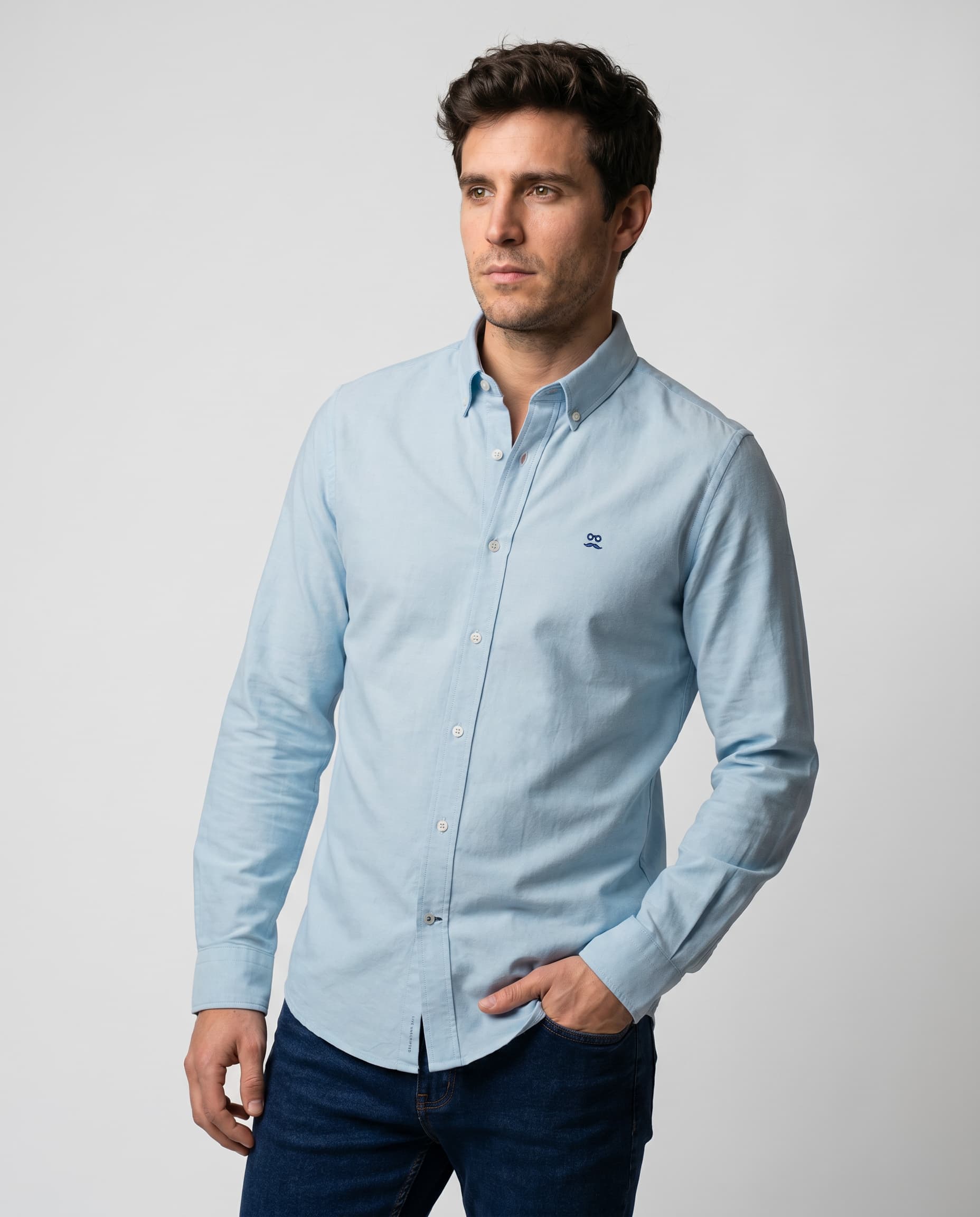 Camisa Oxford Azul Medio