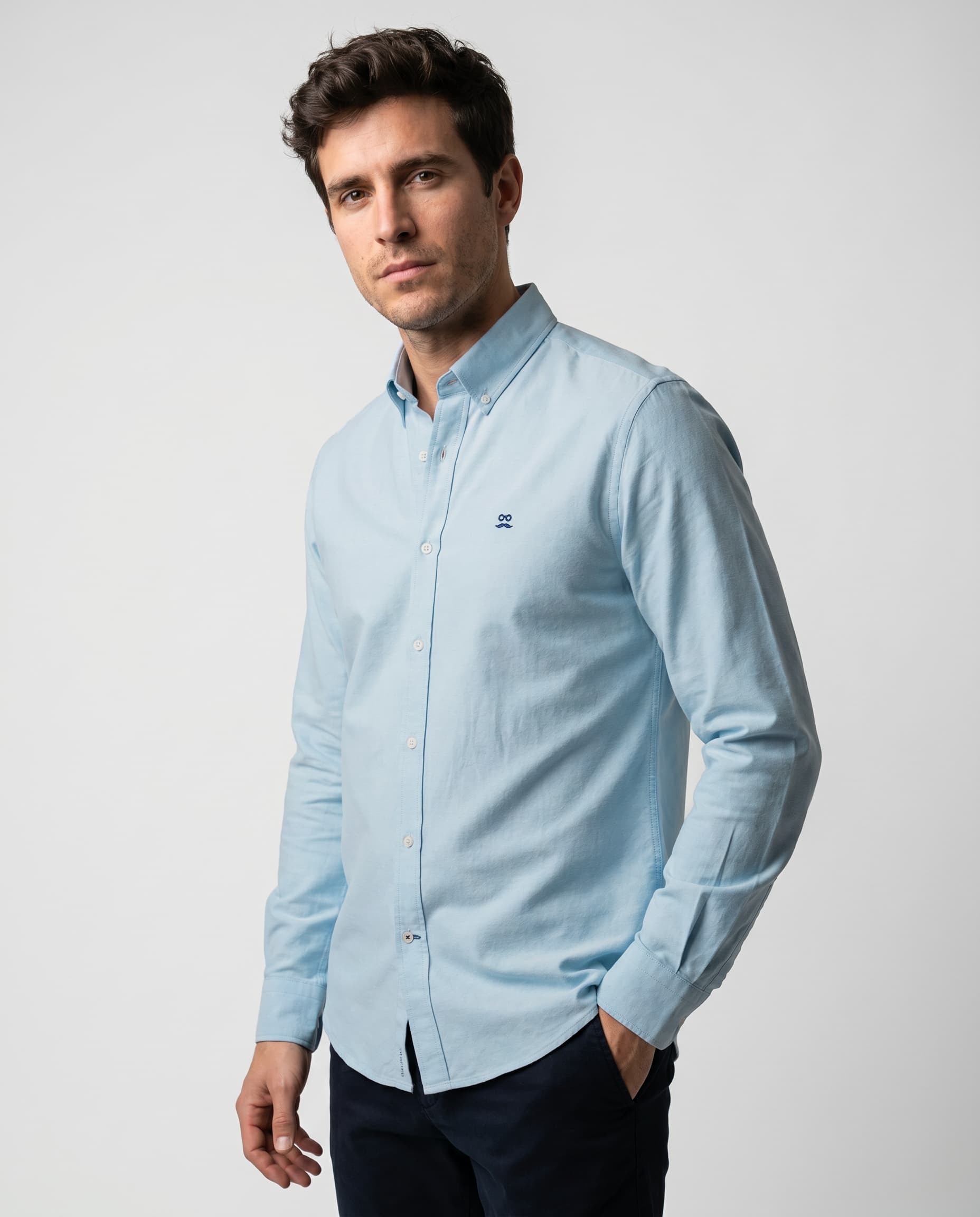 Camisa Oxford Azul Medio