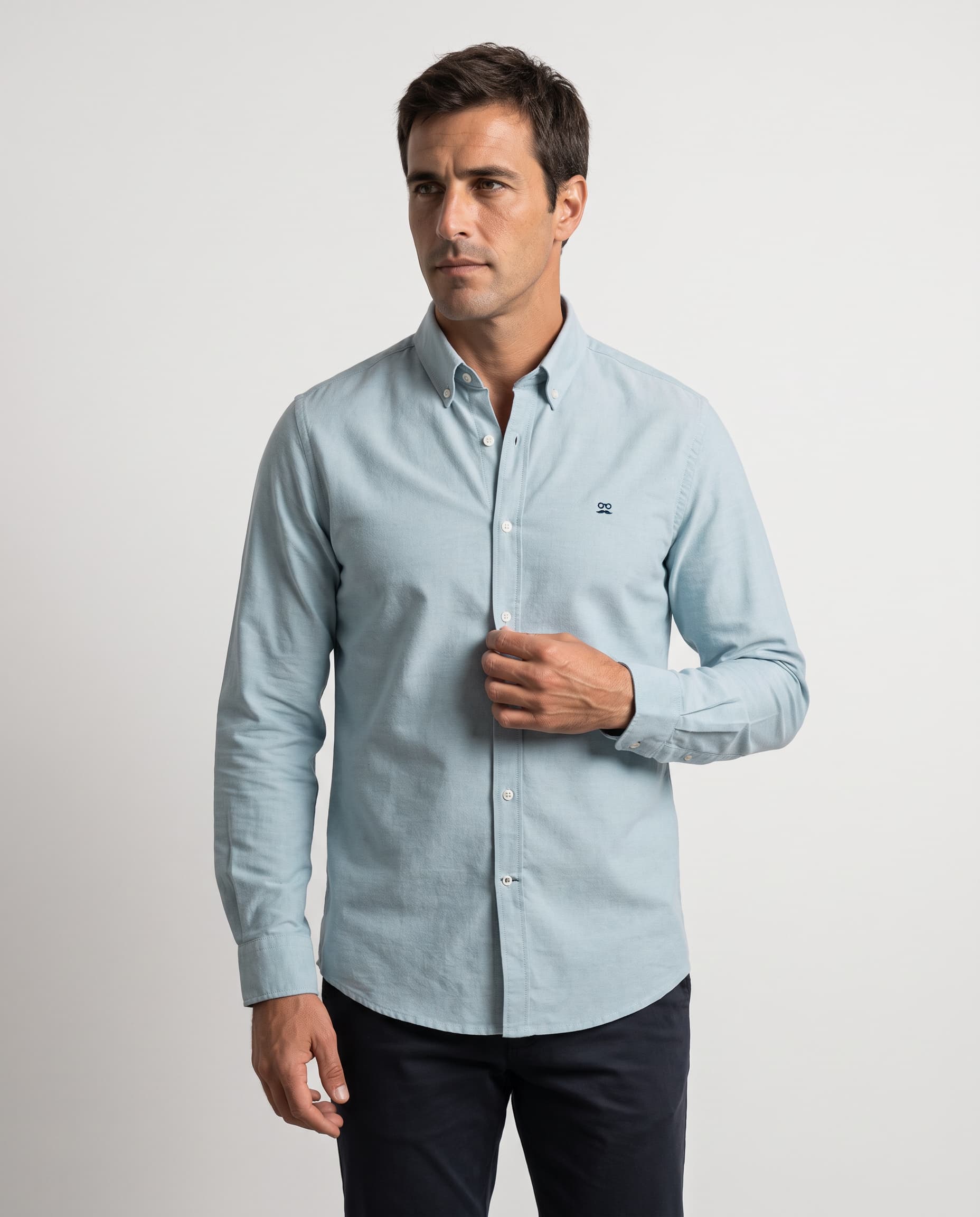 Camisa Oxford Azul Humo