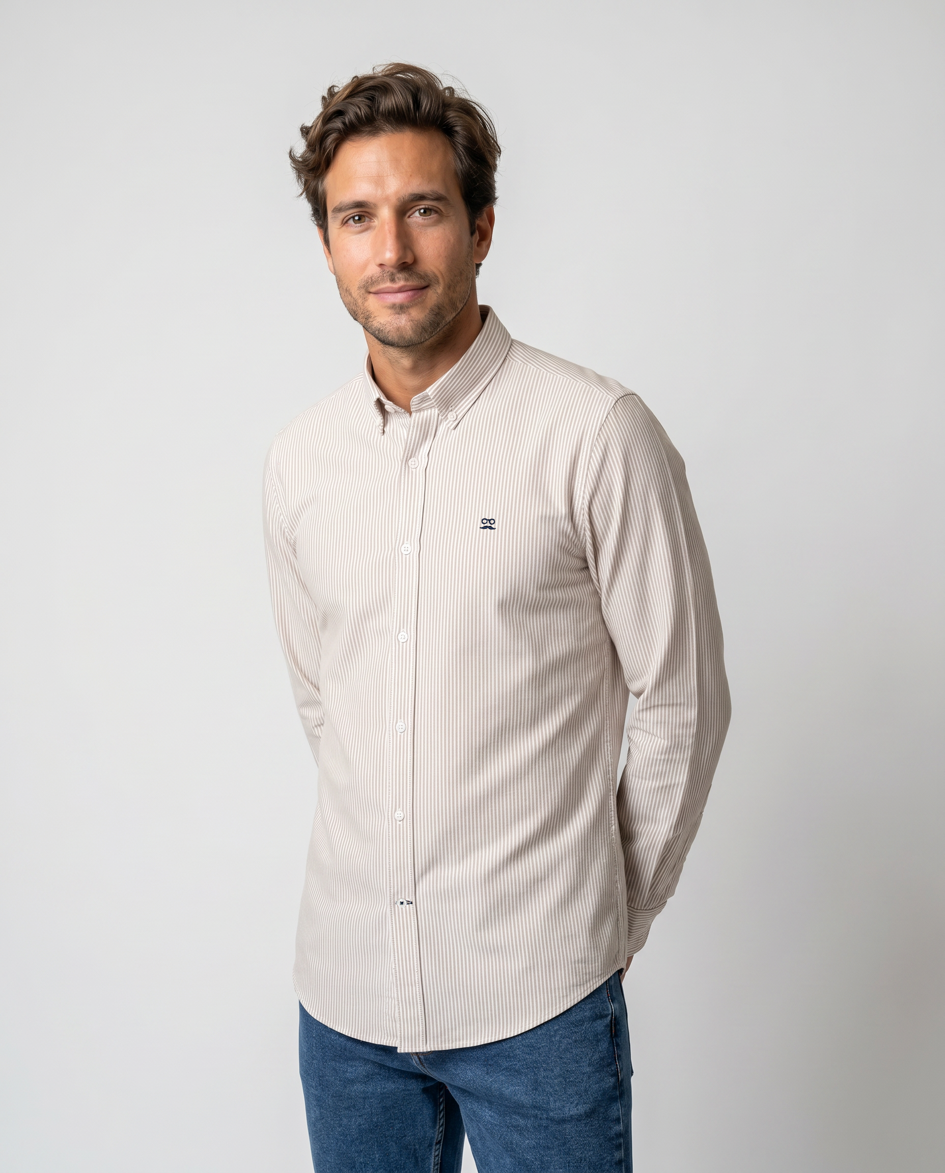 Camisa Oxford Rayas Avellana