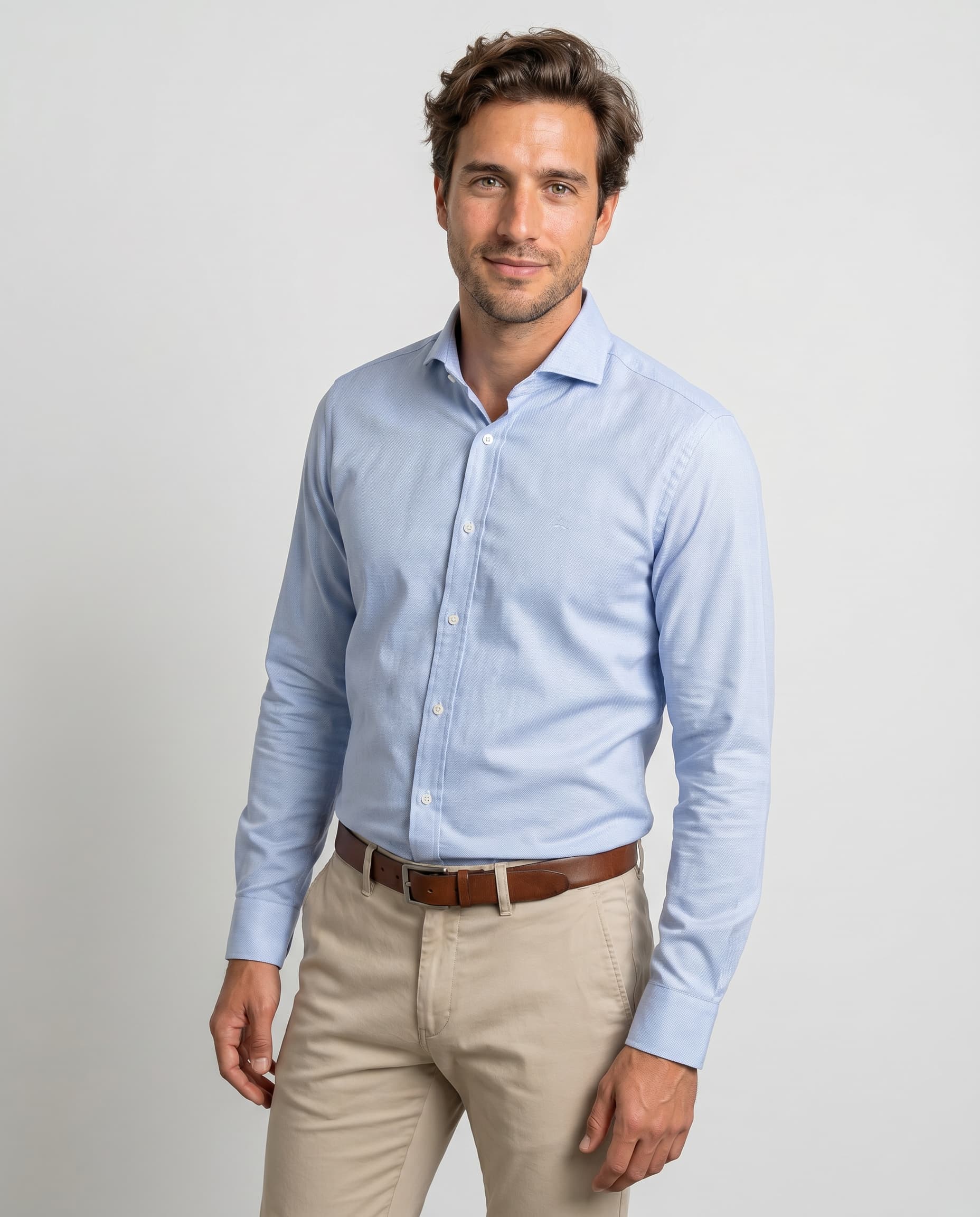 Camisa Liso Vestir Celeste