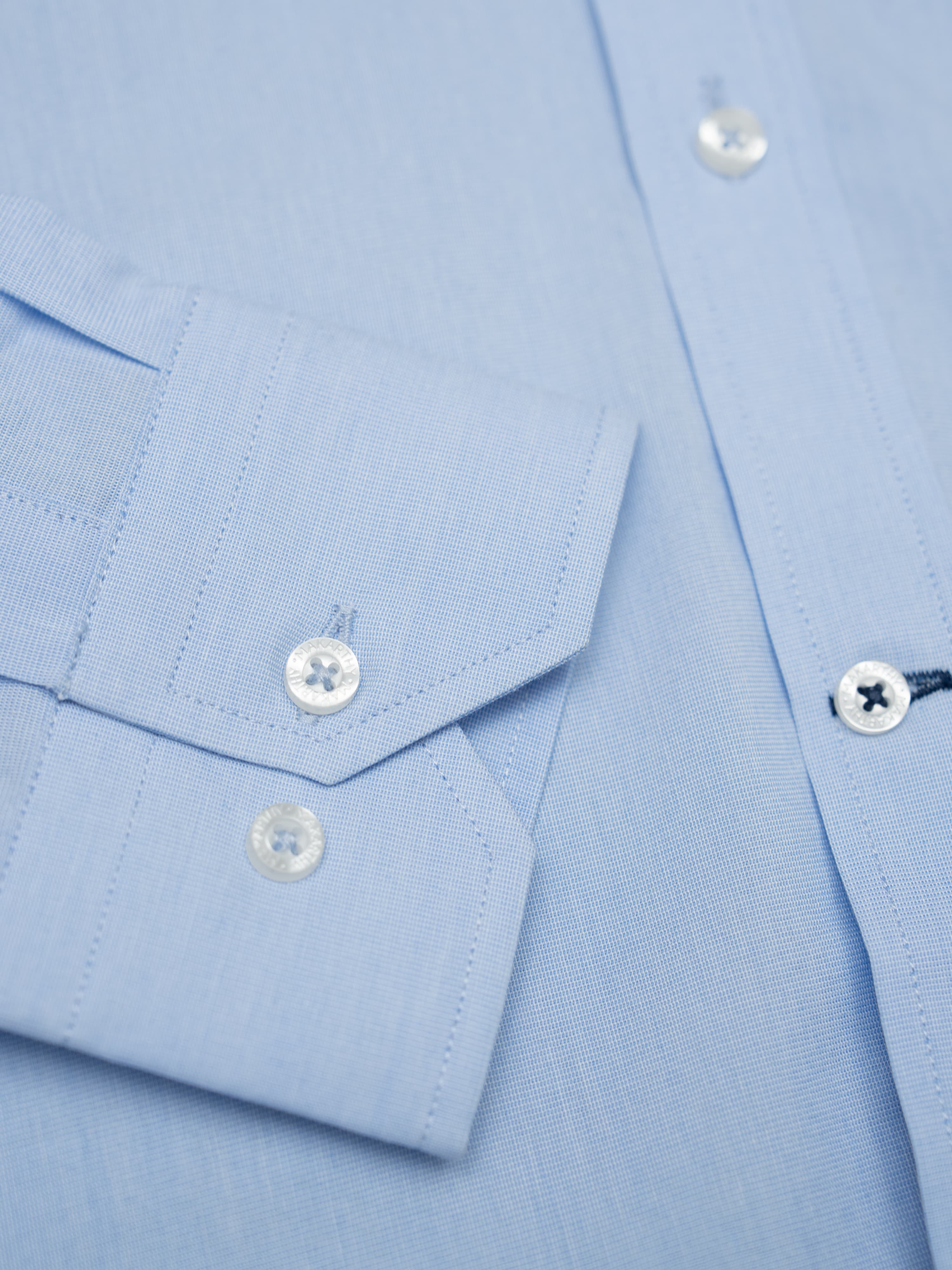 Camisa Fil a Fil Lycra Celeste