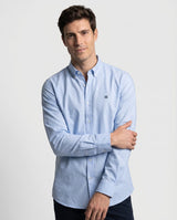 Camisa Fil a Fil Lycra Celeste