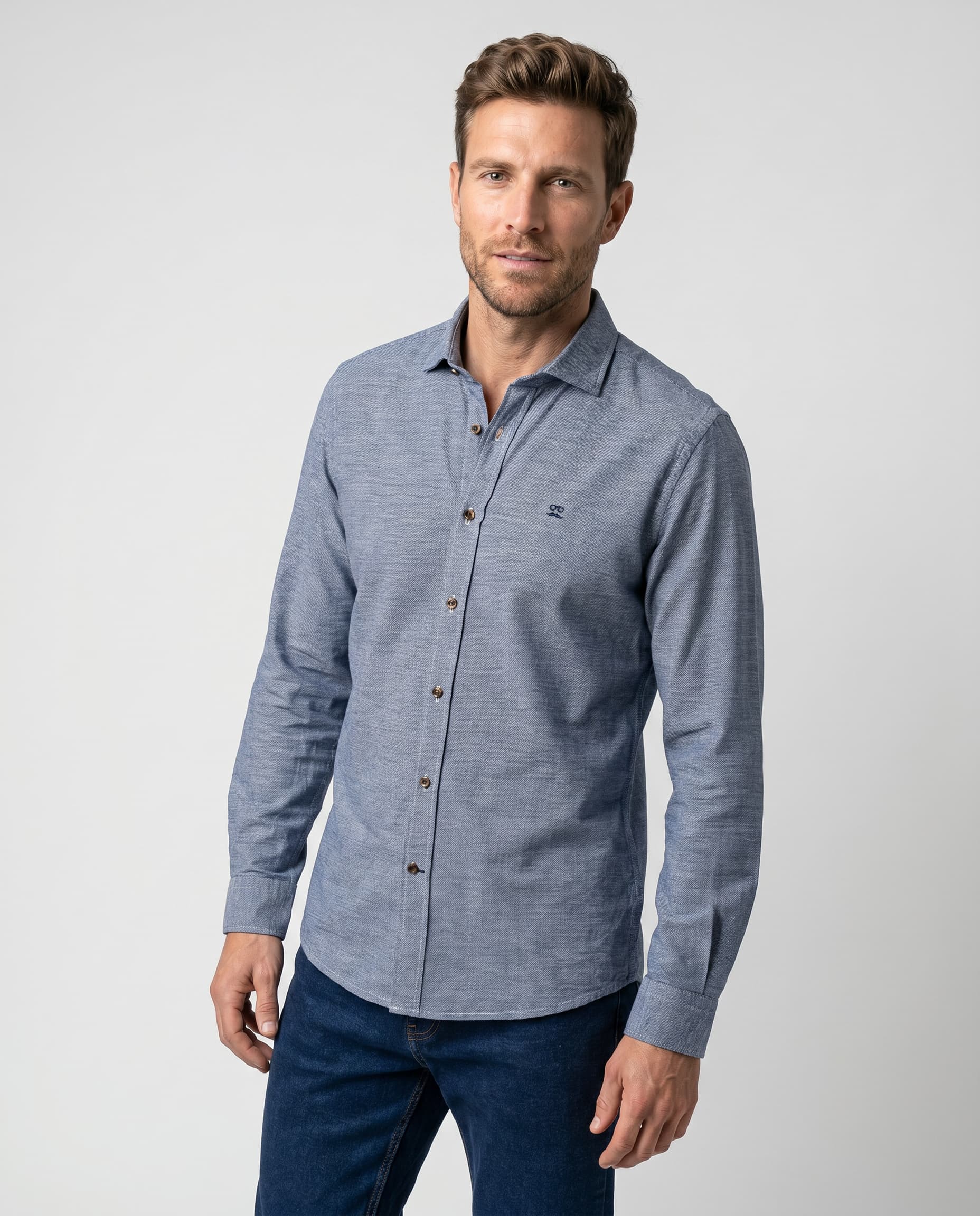 Camisa Cuadros Tweed Marino