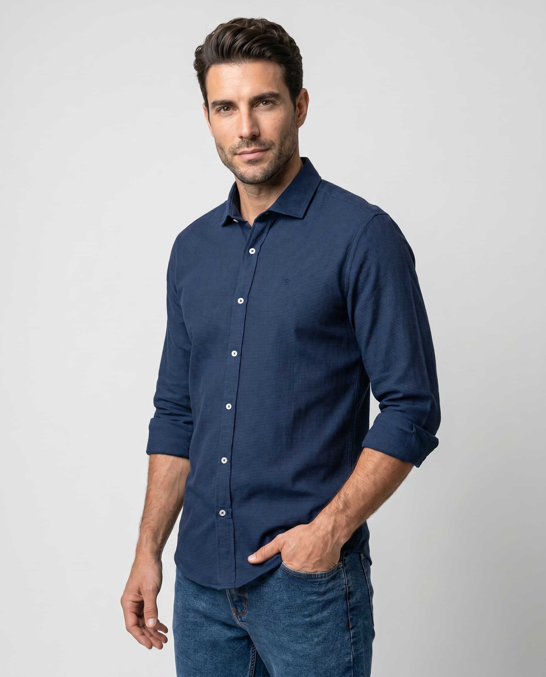 Camisa Mini Tweed Marino