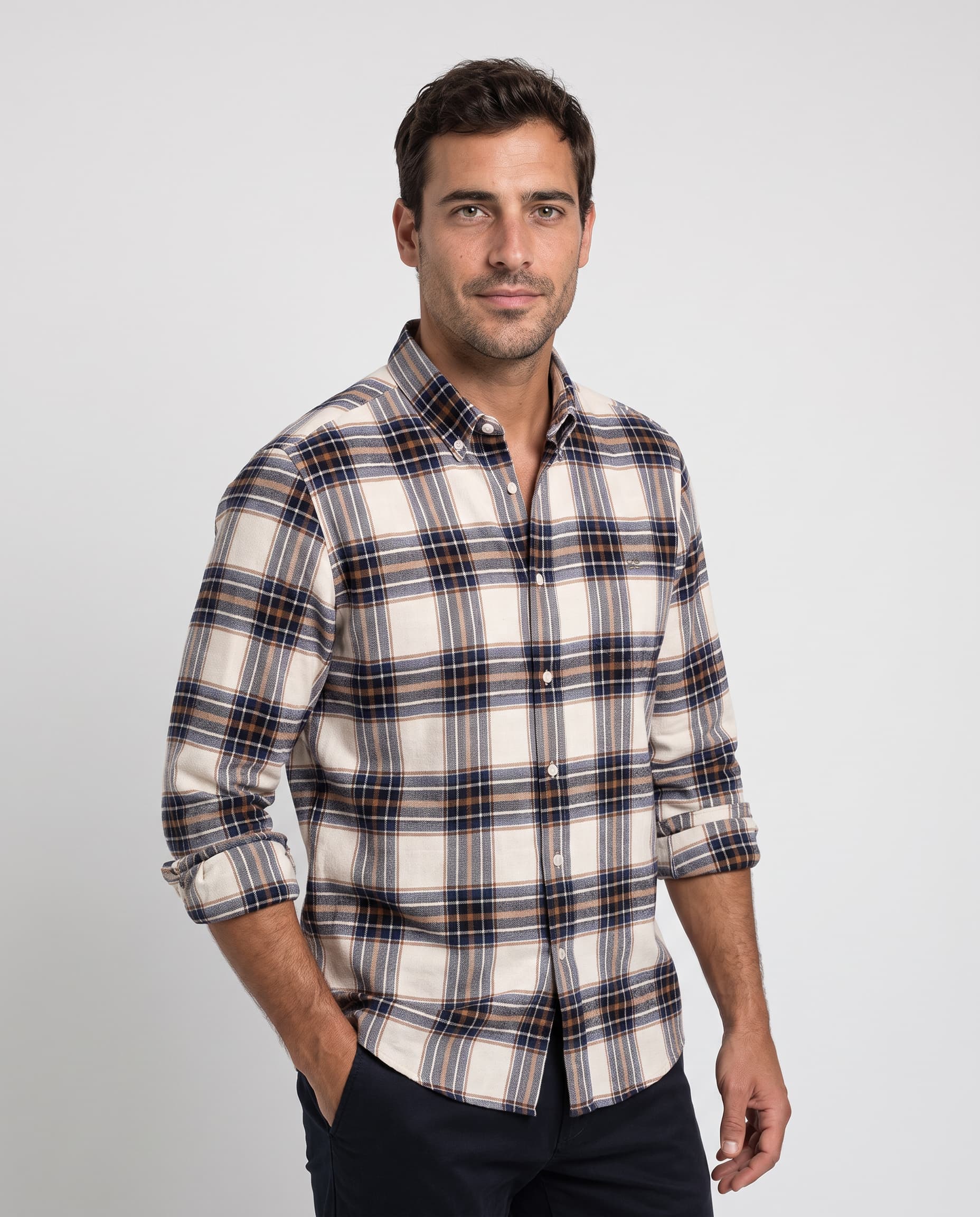 Camisa Tartán Medio Avellana