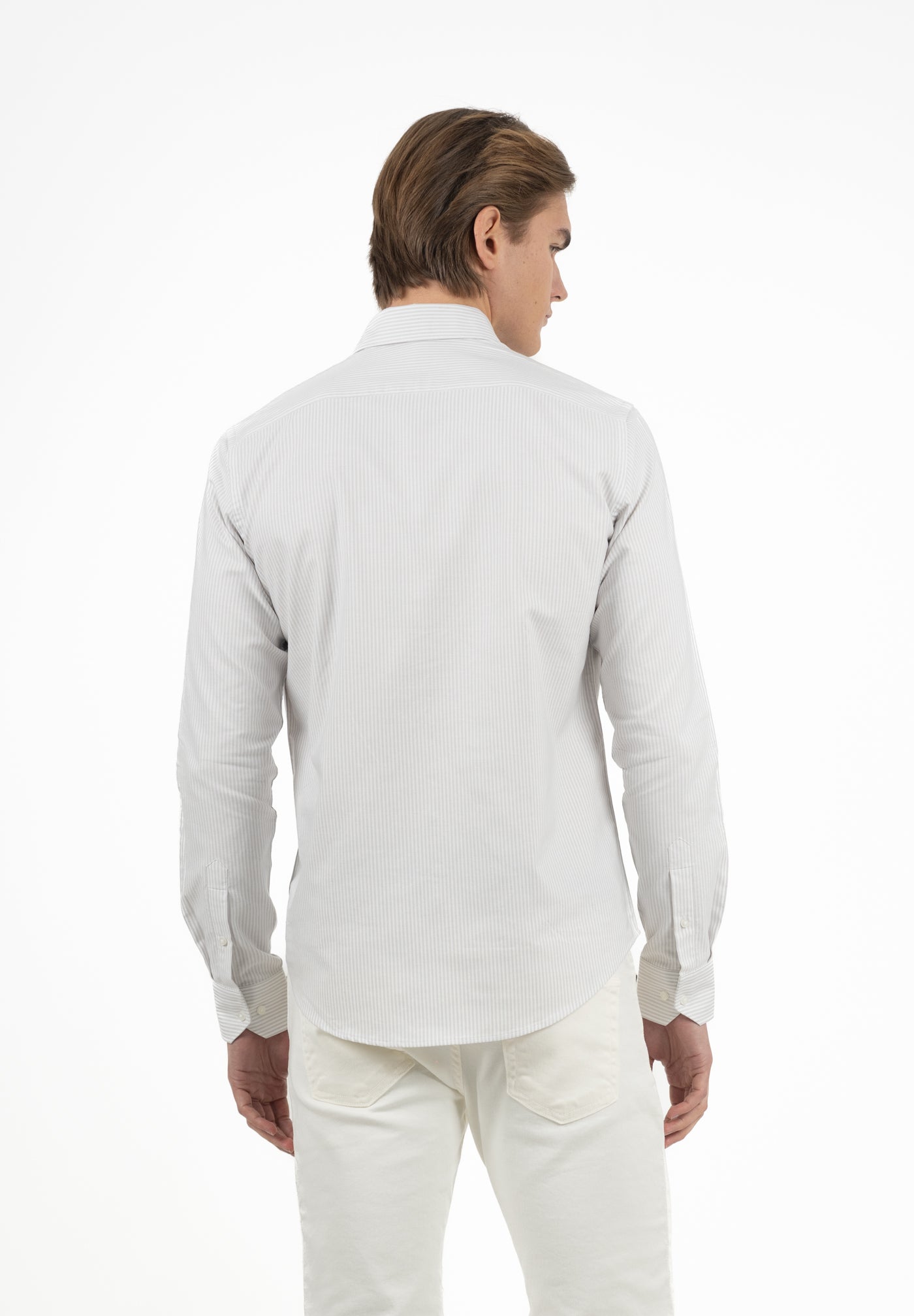 Camisa Oxford Rayas Beige Tostado