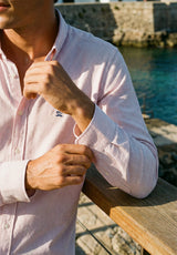 Camisa Oxford Rayas Rosa Pastel