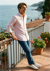 Camisa Oxford Rayas Rosa Pastel