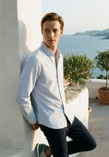 Camisa Oxford Rayas Celeste Slim