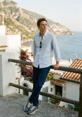 Camisa Oxford Rayas Celeste Slim