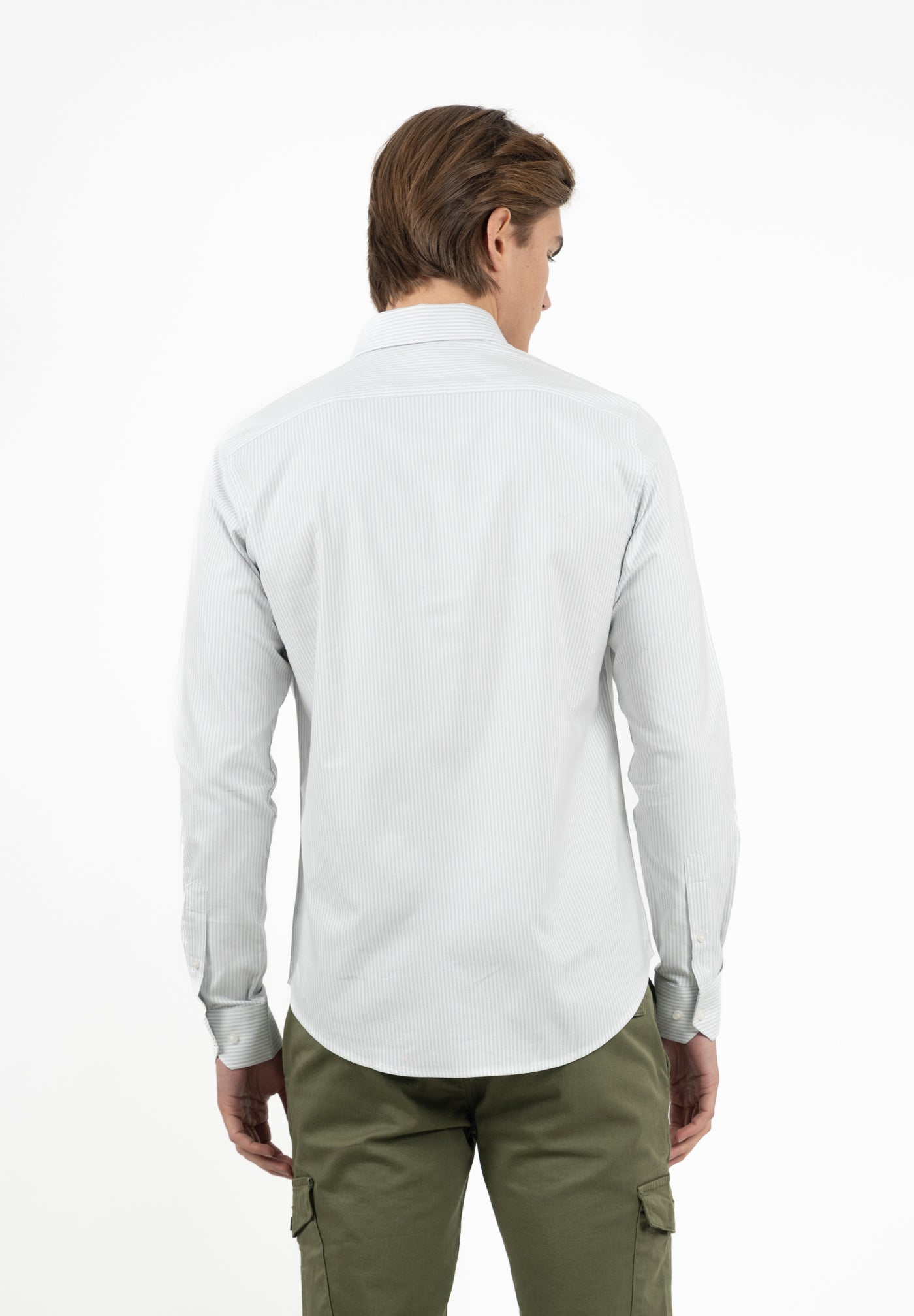 Camisa Oxford Rayas Gris