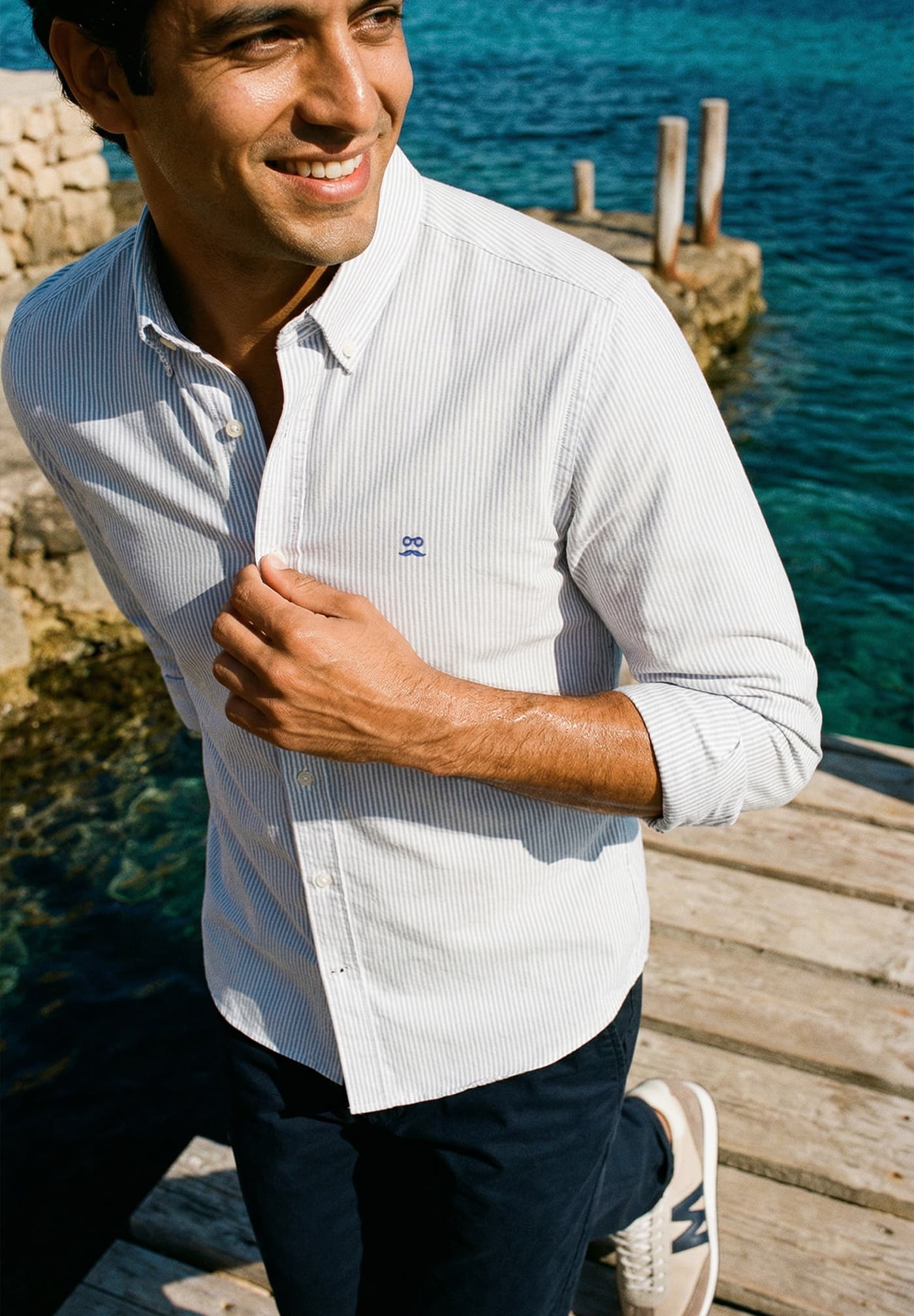 Camisa Oxford Rayas Gris